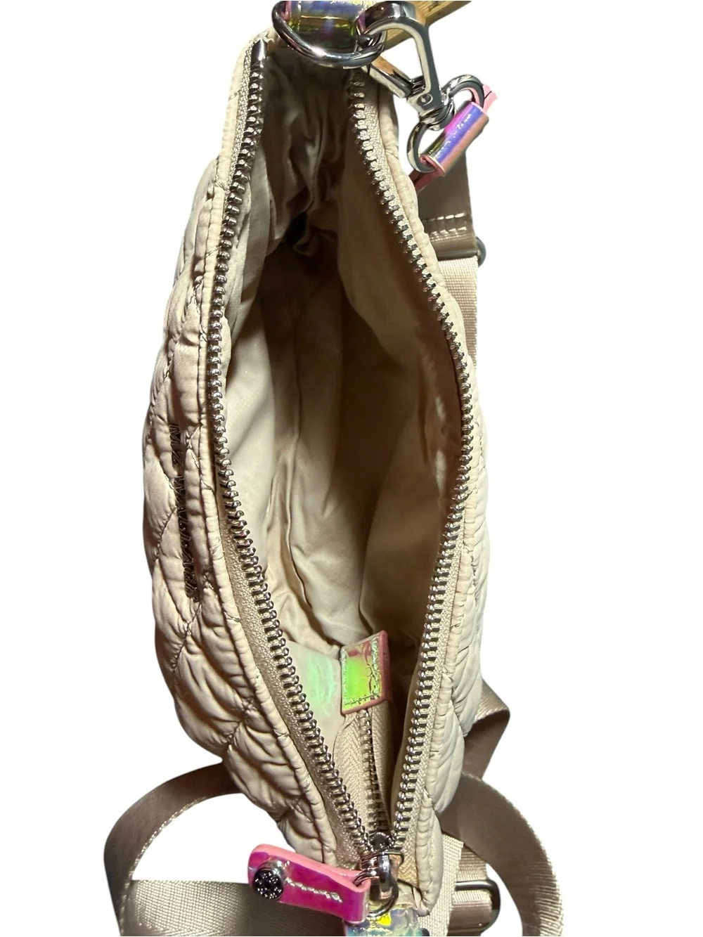 MZ Wallace Crosby Convertible Crossbody Mushroom Pink Opal Leather